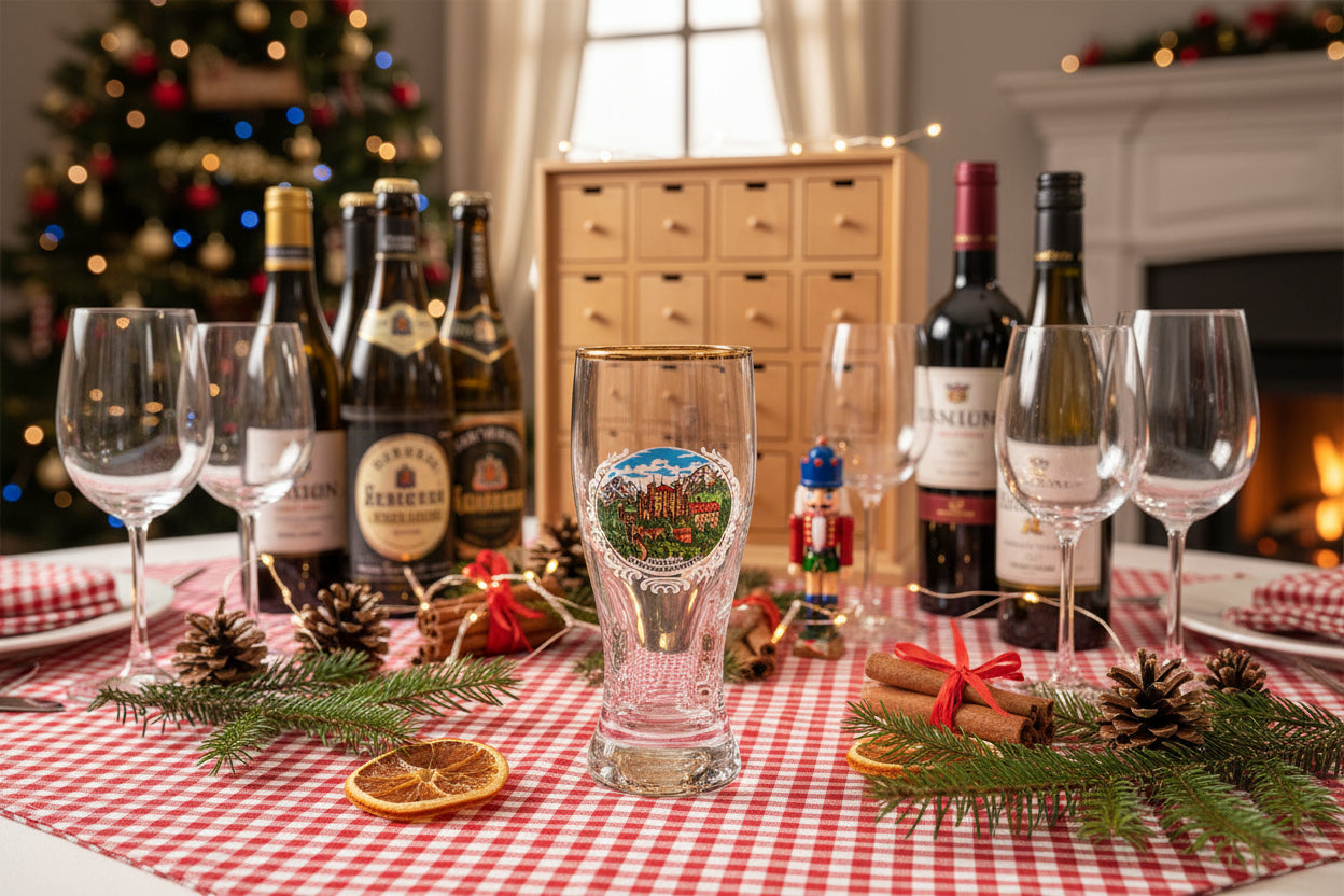 Mini-Weizenbierglas Schloss Hohenschwangau mit Goldrand – Elegantes Bayerisches Glas