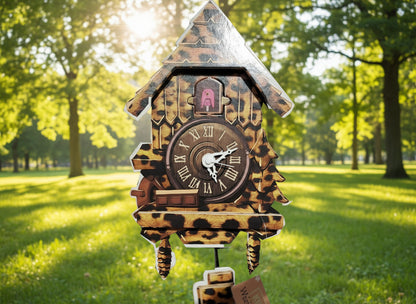 Mini Papp Kuckucksuhr Wildkätzchen DIY – Wahl zwischen Standard-, Pendel- oder Schlagwerk