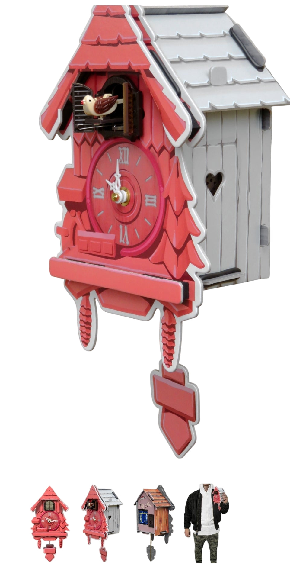 Pappuhr 3D Kuckucksuhr – Do it Yourself Bastelset für Kinder & Erwachsene